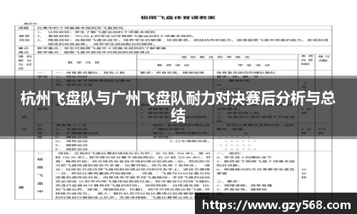 杭州飞盘队与广州飞盘队耐力对决赛后分析与总结